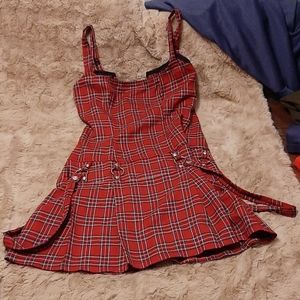 Vintage lipservice plaid dress with buckles sz M